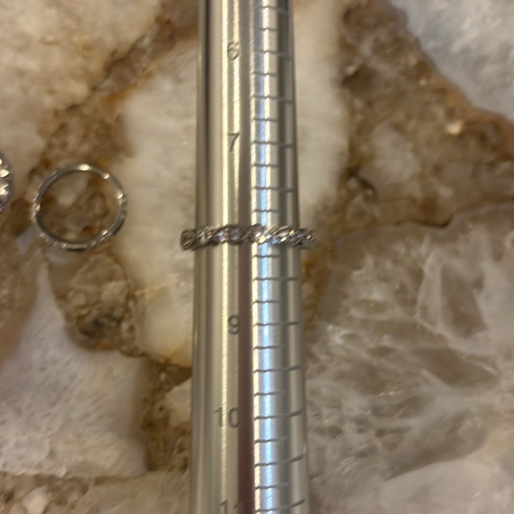 Three Sterling Silver CZ Stacking Rings Featuring Simulated Blue Sapphires SZ 8+ - Picture 8 of 8